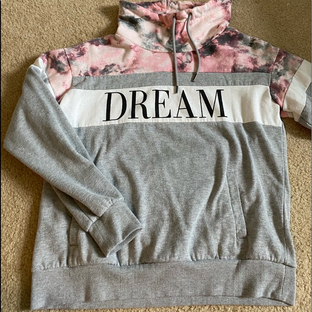 Pink and Gray Womens Small Tie Dye DREAM Sweatshirt